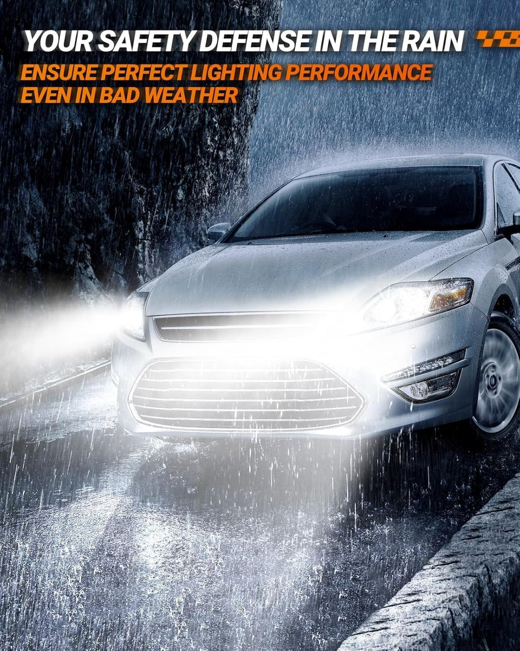 SEALIGHT Brightest 9005/HB3 H11/H8/H9/H16 Fog Bulbs, 140,000LM and 100W, 6500K Cool White, 60000HrsLifespan Canbus Ready Fog Bulbs Fog Car, Pack of 4
