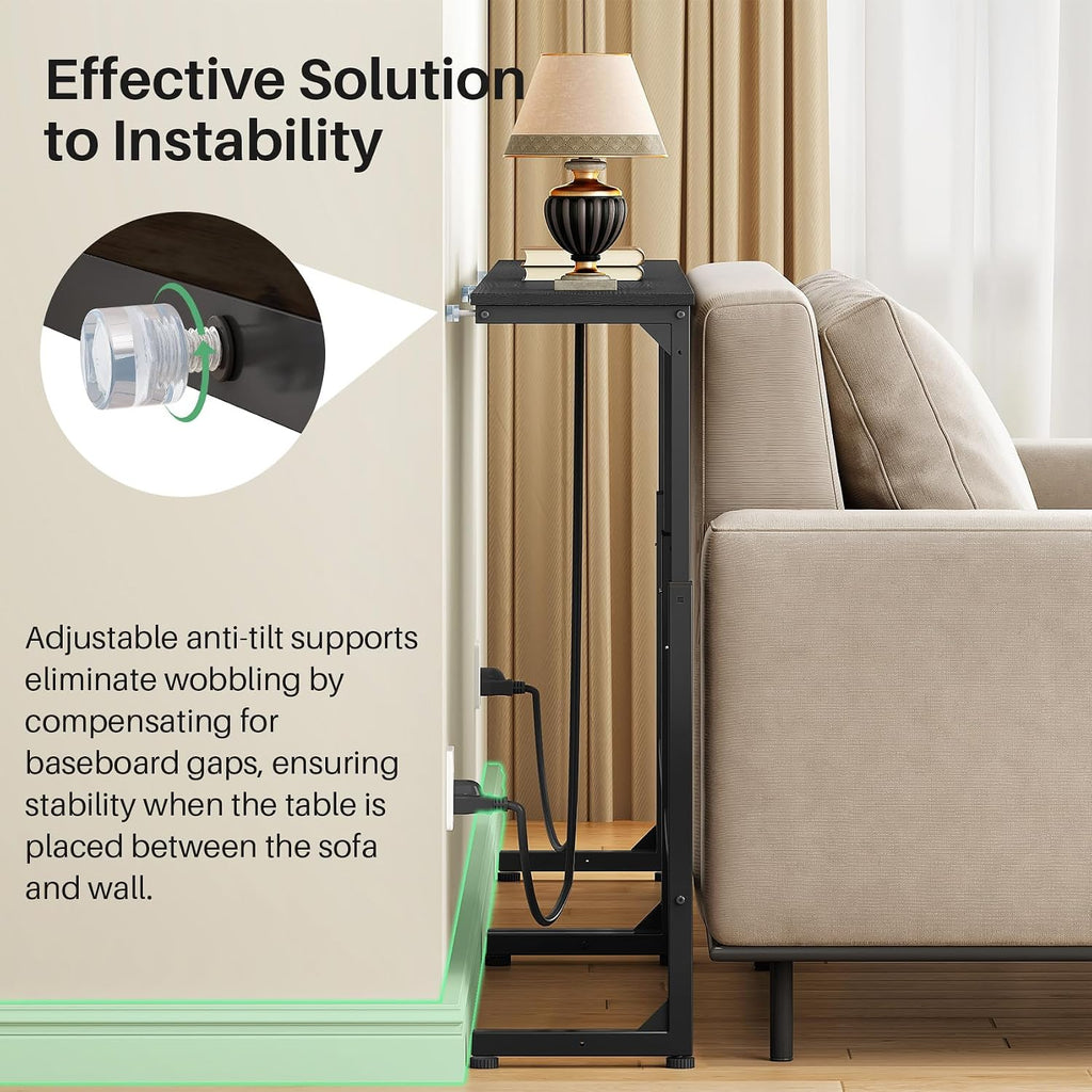 Kitstorack 2-Pack Black Console Table, 7.9' Deep Panel, Adjustable Height (25'-33') & with 2 Power Outlets, Behind Sofa Couch Table, Use Together or Separately - 78.8' Total Long