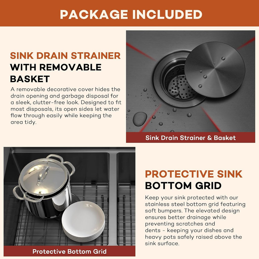 LQS Black Stainless Steel Kitchen Sink, 30 Inch Undermount Kitchen Sink, 50/50 Black Undermount Kitchen Sink with 10' Depth, X-Shaped Drain Line, Dual Mount Design and Round Corner