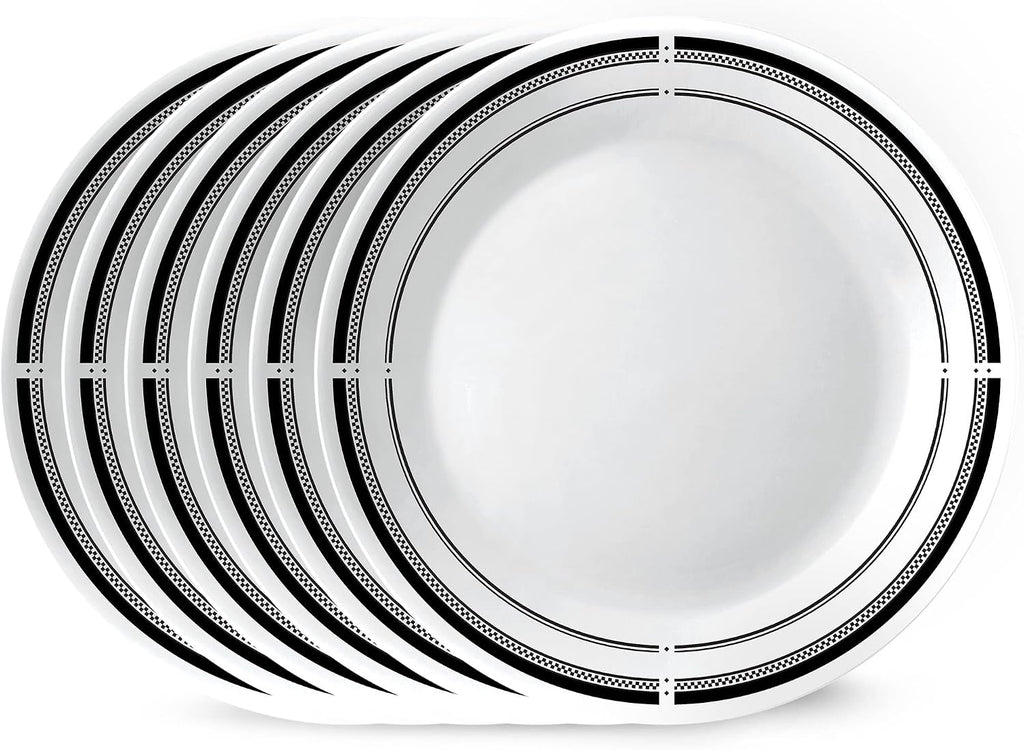 Corelle 18-Piece Dinnerware Set, Service for 6, Lightweight Plates and Bowls Set, Vitrelle Triple Layer Glass, Brasserie Collection, Lunch Plates Included