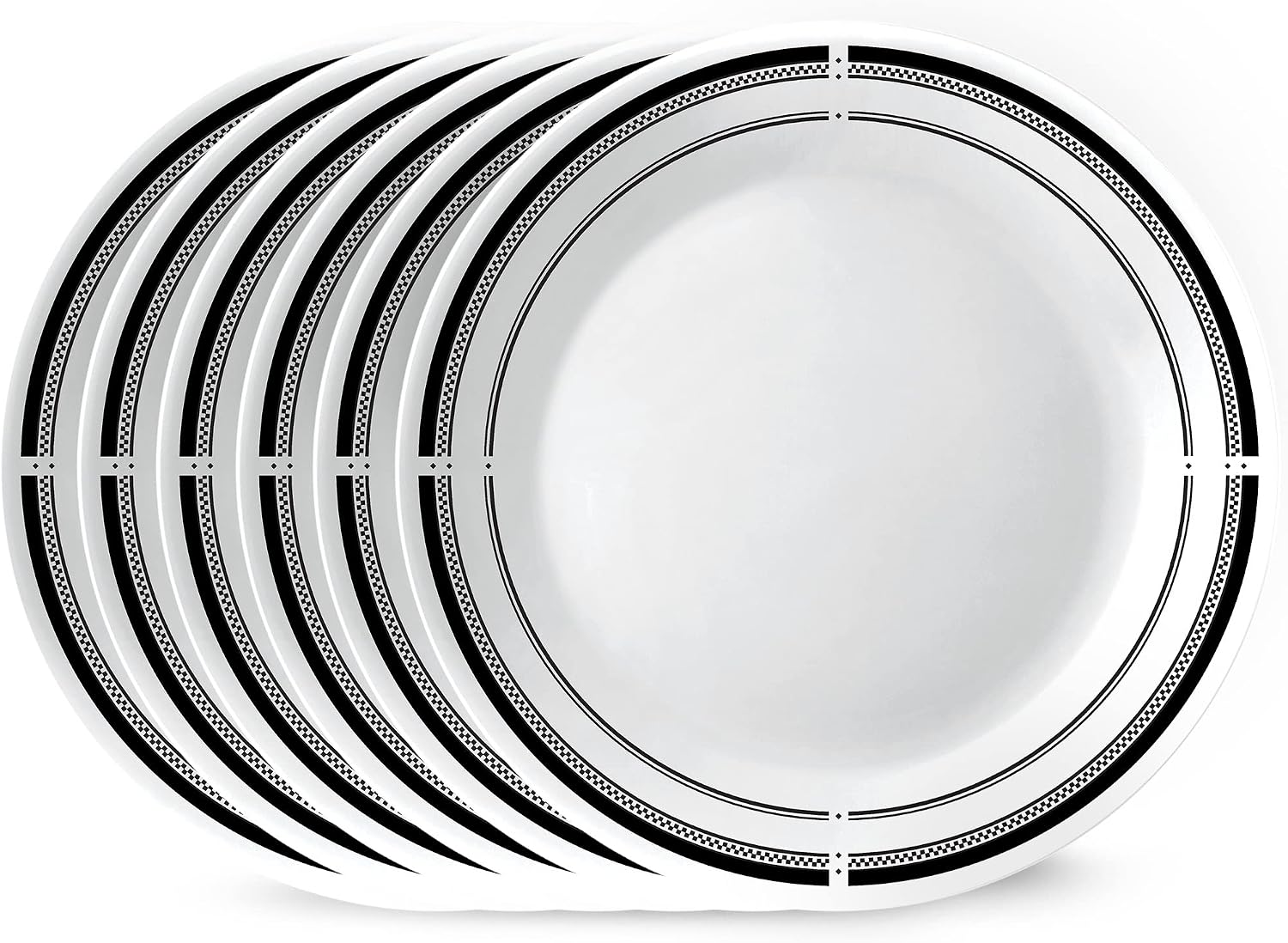 Corelle 18-Piece Dinnerware Set, Service for 6, Lightweight Plates and Bowls Set, Vitrelle Triple Layer Glass, Brasserie Collection, Lunch Plates Included