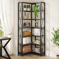 LITTLE TREE Corner Bookshelf, 7-Tier Bookcase, Tall Book Shelf Modern Book Case for Books, Garage Kit, CDs, Movies, Industrial Storage Organizer for Bedroom Home Office Kitchen Living Room, Grey