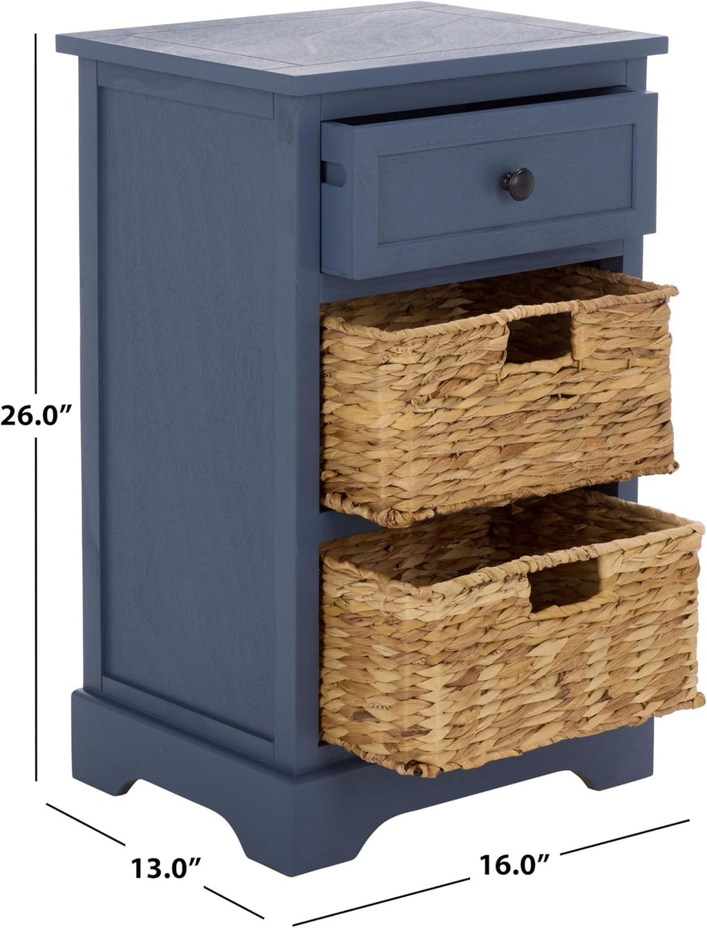 SAFAVIEH Furniture - Carrie 3-Shelf Side Table - Blue - Solid Wood - Farmhouse Tiered Design - Ideal for Living Room, Entryway, Home Office, 16' W x 13' D x 26' H - Fully Assembled (AMH5700K)