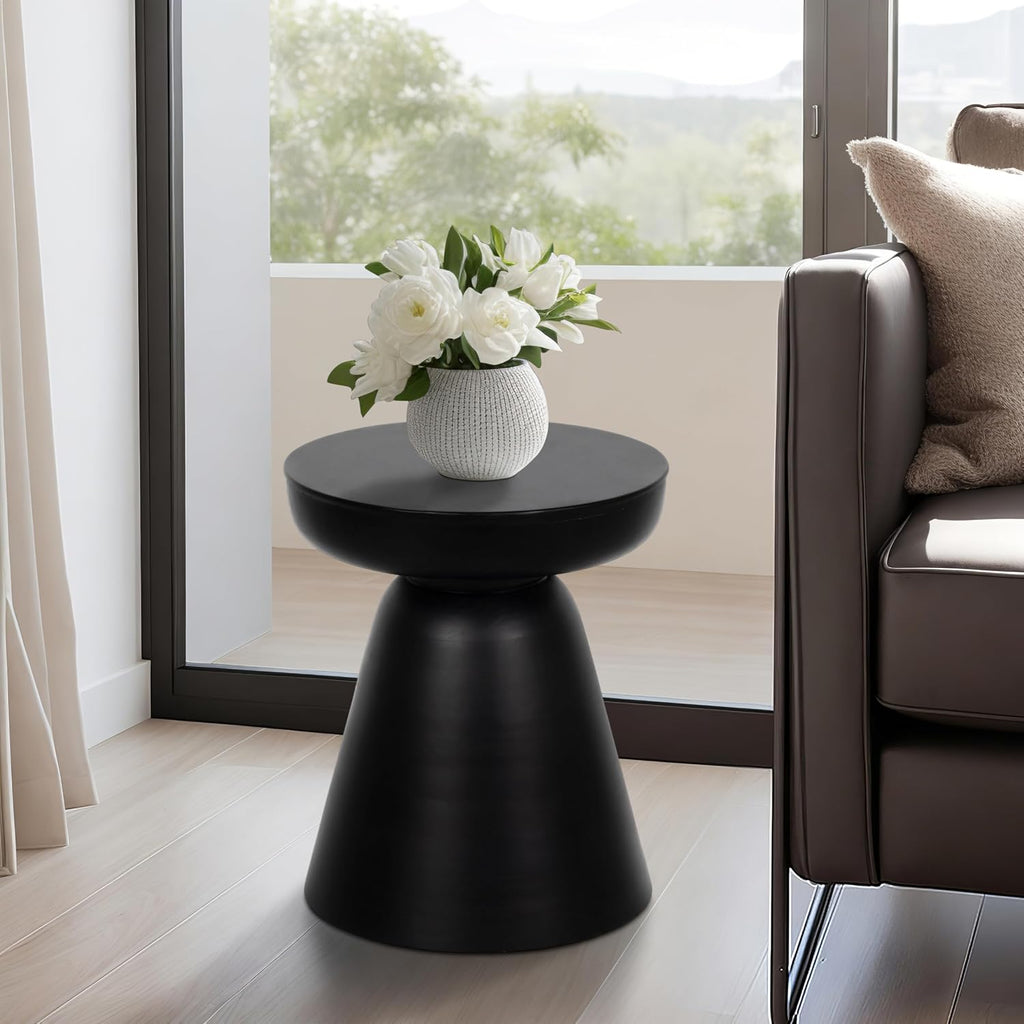 Sagebrook Home Boho Accent Table - Modern Wooden Side Table for Living Room, Bedroom & Office - Stylish Minimalist End Table for Home Decor - 19' Black