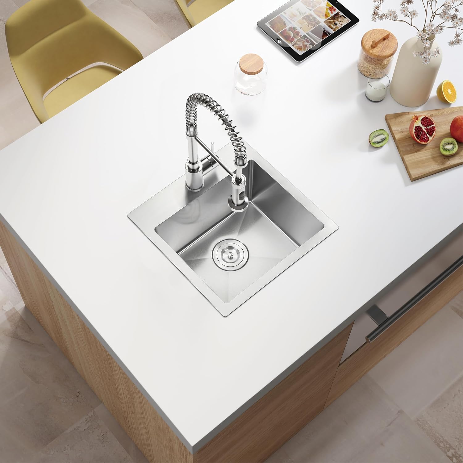 ATTOP 18 X 18 Inch Drop in Bar sink,9 inch deep Nano Coating Stainless Steel Topmount Single Bowl Sink Small Kitchen Basin