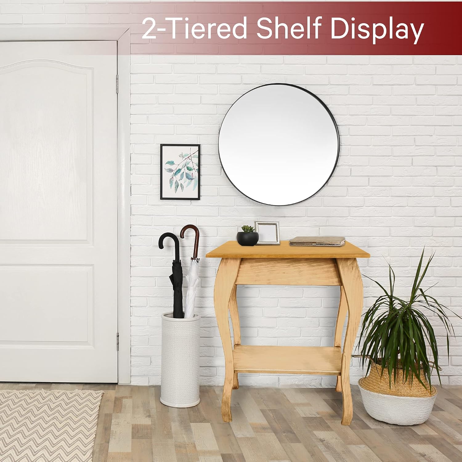 Peaceful Classics Wooden End Table- Amish Handmade Slim Side Table for Living Room, Bedroom, Entry Way, & Hallway, Thin Narrow End Table with 2-Tiered Shelves for Display & Storage, Unfinished