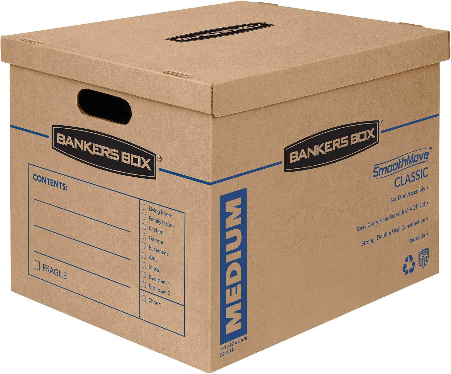 Bankers Box Classic Moving Box 30 Pack Kit, Reinforced Handles, Tape-Free Assembly, Box with Lid, 5 Small 20 Medium and 5 Large Boxes (7716502)