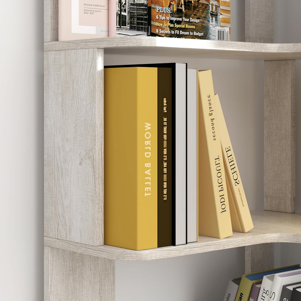 GDFStudio 64.6' Tall L-Shaped Corner Bookshelf, 6-Tier Freestanding Corner Shelf Bookcase with Anti-Drop Panels, Wooden Open Back Display Shelves Organizer for Living Room Bedroom Office, Light Gray