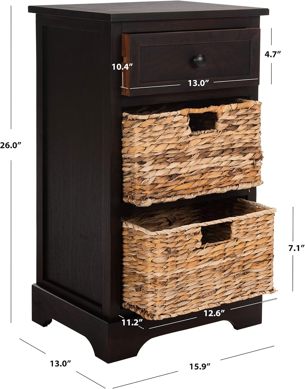 SAFAVIEH Furniture - Carrie 3-Shelf Side Table - Brown - Solid Wood - Farmhouse Tiered Design - Ideal for Living Room, Entryway, Home Office, 16'W x 13'D x 26'H - Fully Assembled (AMH5700F)