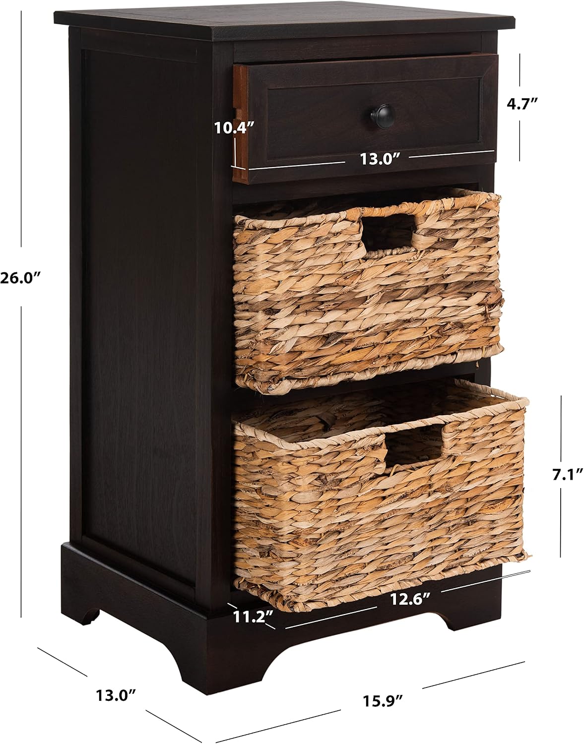 SAFAVIEH Furniture - Carrie 3-Shelf Side Table - Brown - Solid Wood - Farmhouse Tiered Design - Ideal for Living Room, Entryway, Home Office, 16'W x 13'D x 26'H - Fully Assembled (AMH5700F)