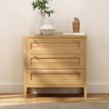 EYYTHUNG Modern 3 Drawer Dresser for Bedroom, Chest of Drawers with Golden Handles, Wood Tall Nightstand, Storage Dresser Cabinet Side Table for Living Room, Hallway, Natural Oak