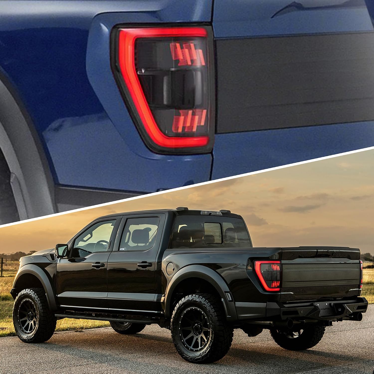 VLAND Led Tail Lights Compatible with 14th Gen Ford F150 2021-2023, Rear Lights w/Dynamic Animation Indicator (Smoke)