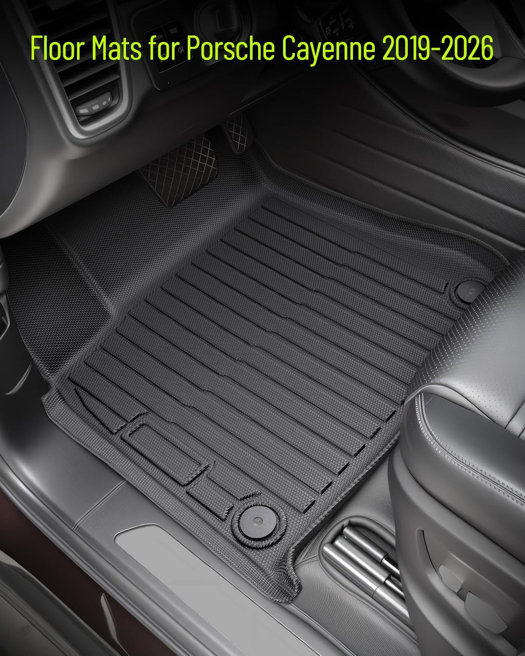 Car Floor Mats for Porsche Cayenne 2019-2025 2026 4PCS Full Set Trunk Mat | All Weather Full Coverage Floor Liners Heavy Duty Waterproof Long-Lasting Cayenne Accessories TPE Rubber Automotive Carpet