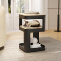 EUREKA ERGONOMIC Side Table Cat Beds, Square End Table with Cat House, Metal Nightstand with 3 Tier Storage, Modern Side Table End Beside Table for Living Room Bedroom Indoor, Easy Assembly, Black