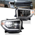 VLAND Led Headlights Compatible with 2nd Gen Facelift Tundra Pickup Trucks 2014-2021(Only Fit OEM Halogen), Front Lights w/Amber Sequential Signal Lights, No Need Bulbs Chrome Housing