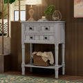 P PURLOVE Narrow Console Table, Farmhouse Entryway Table Slim Sofa Table with Three Storage Drawers and Bottom Shelf, Wood Entry Table for Living Room,Easy Assembly,Gray Wash