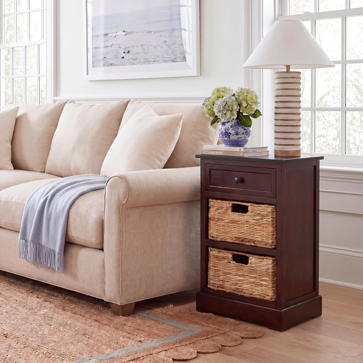 SAFAVIEH Furniture - Carrie 3-Shelf Side Table - Dark Cherry - Solid Wood - Farmhouse Tiered Design - Ideal for Living Room, Entryway, Home Office, 16'W x 13'D x 26'H - Fully Assembled (AMH5700D)