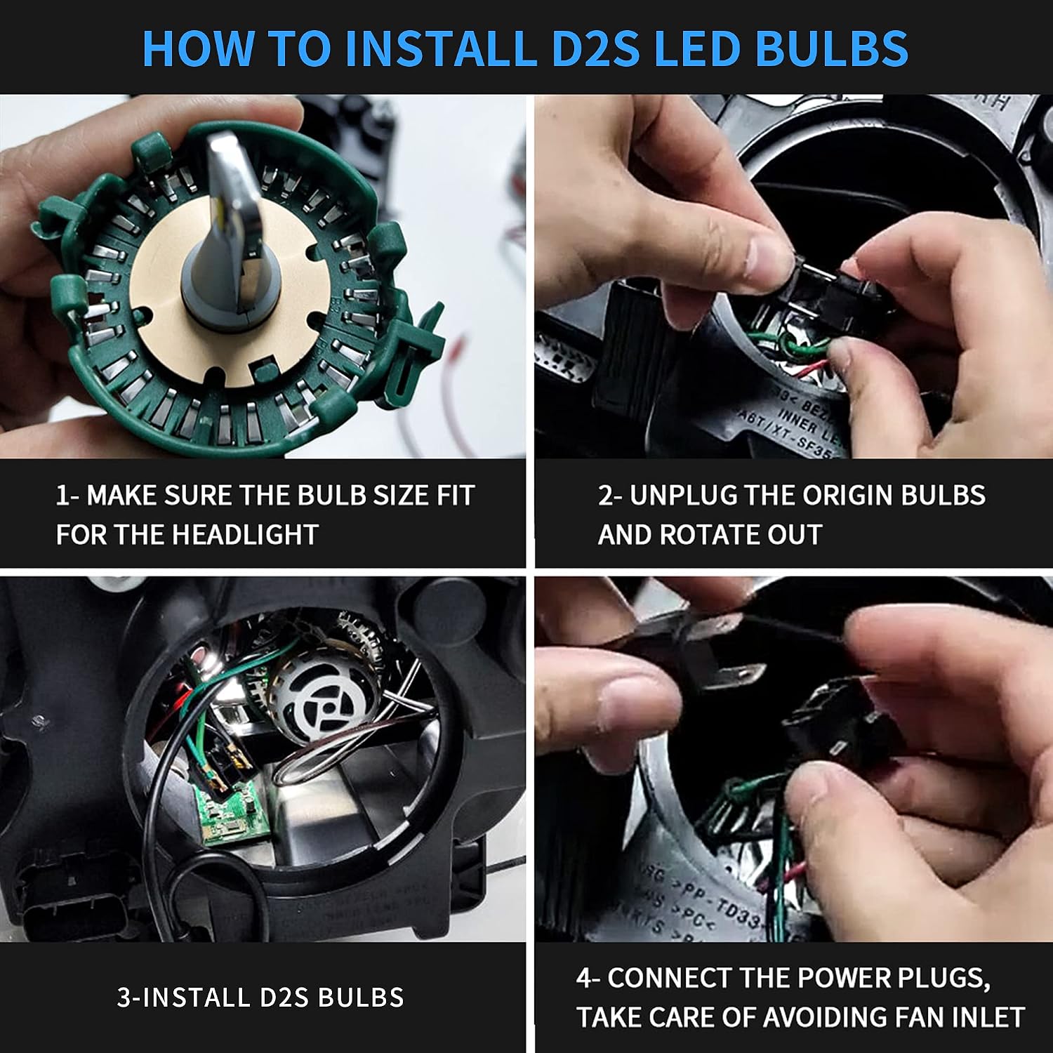 VLAND Projector Headlights + D2S Led Bulbs Compatible with Dodge Charger 2011-2014 (Not Fit 2012 Charger SE) w/Sequential Indicator Passenger+ Driver Sides+Bulbs