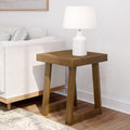 Plank+Beam Classic Square Side Table, Slim Side Table for Living Room, Narrow Nightstand for Small Spaces, Wood End Table for Bedroom, Pecan Wirebrush