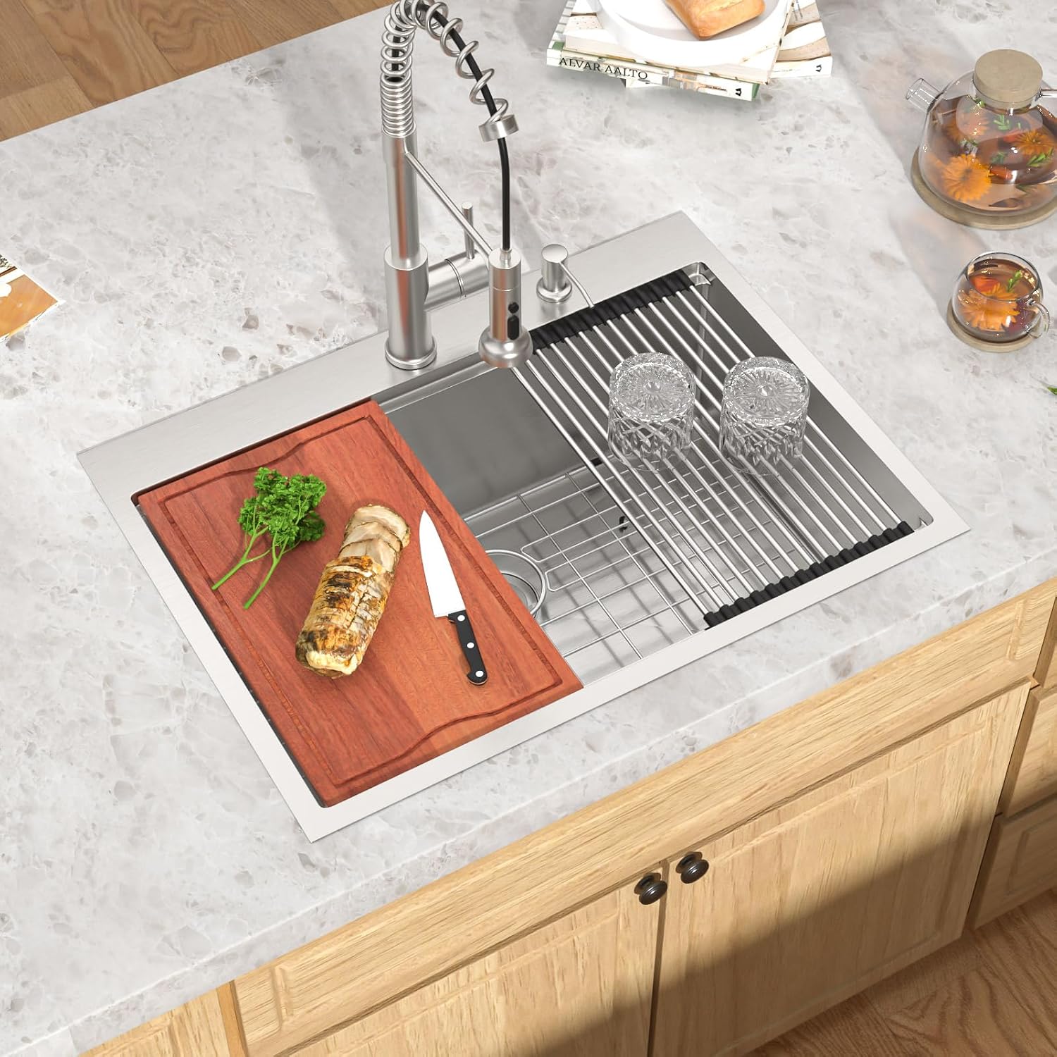 30 Drop In Kitchen Sink Workstation - 30x22 Kitchen Sinks Drop In Stainless Steel 16 Gauge Single Bowl Topmount Handmade Over Counter Sink Basin #TLT-0046