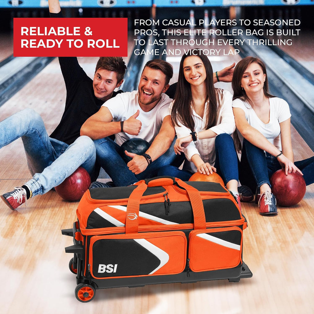 BSI Dash Roller Bowling Bag with Smooth Rolling Wheels, Padded Ball Compartment, Retractable Locking Handle, & Shoe Pocket