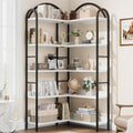 GarveeHome Arched Bookshelf Corner Bookcase, L Shaped Bookshelf Industrial Corner Bookshelves, Large Bookcase with Metal Frame, Corner Shelf Arch Display Rack for Living Room Bedroom