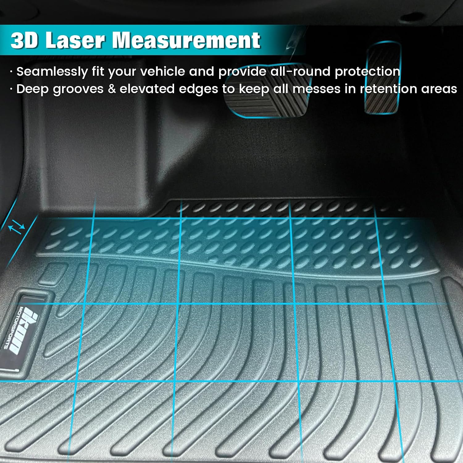 FREEMOTOR802 Compatible with 2008-2020 Dodge Grand Caravan 7 Seats Chrysler Town & Country Floor Mats, Black 3D Molded Carpets Liner 1st 2nd Row 4PC TPE Thermo Plastic Elastomer All Weather Protector