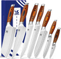 MSY BIGSUNNY 7-PCS Kitchen Knife Set, German Stainless Steel for Chef Knife Set with Pakkawood Handle, Perfect Cutlery Set Gift