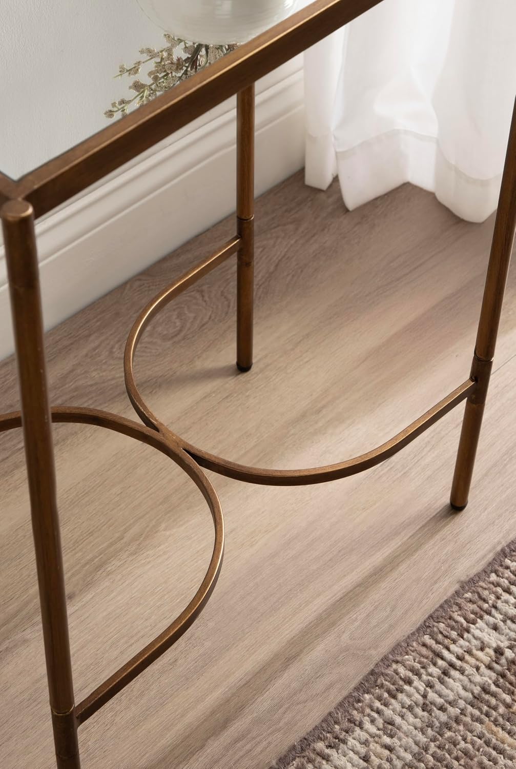 Kate and Laurel Catriona Modern Glam Metal Skinny Side Table, 19 x 11 x 24, Gold, Rectangular Slim Living Room End Table with Unique Geometric Base for Use as Bedroom Accent or Entryway Decor