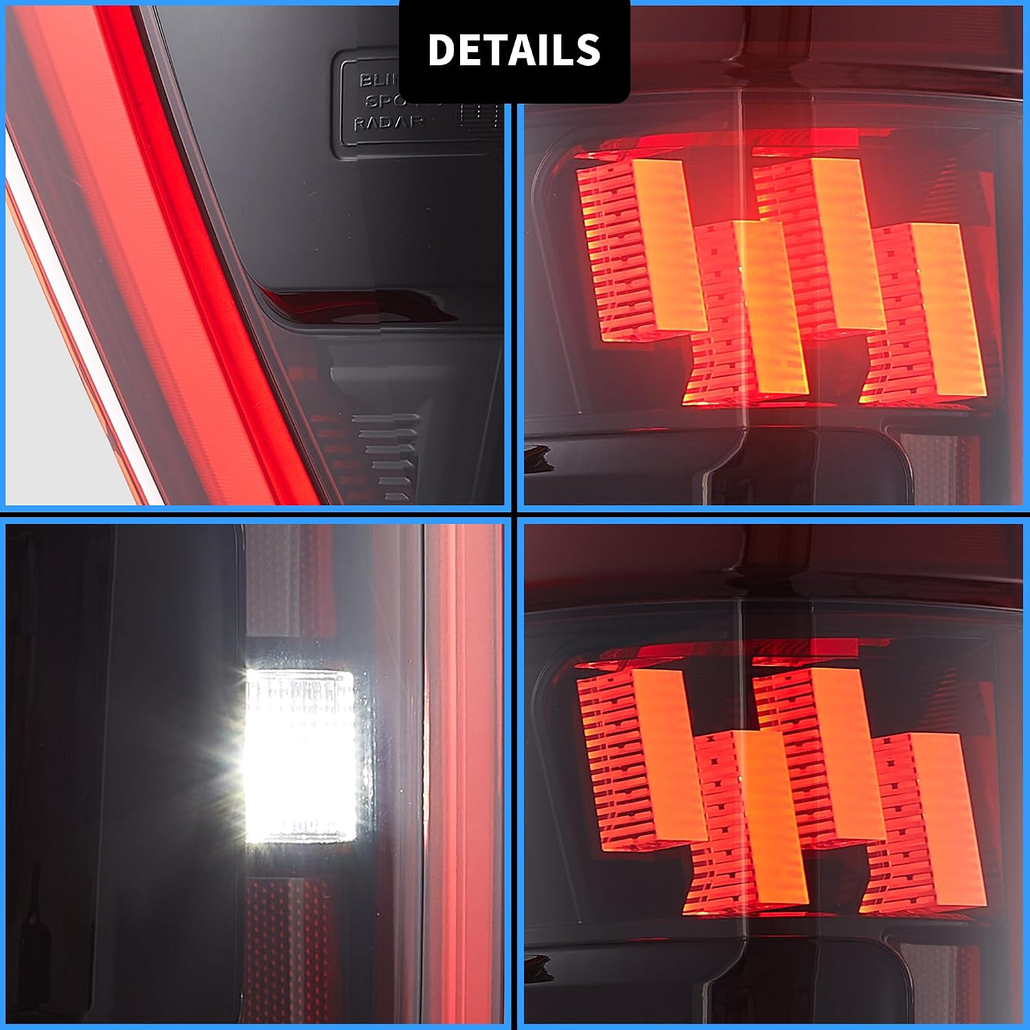 VLAND Led Tail Lights Compatible with 14th Gen Ford F150 2021-2023, Rear Lights w/Dynamic Animation Indicator, Fit Models w/BLIS(Re-Use OE Module) Red Lens
