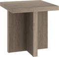 Henn&Hart 22' Fluted Scandinavian Square End Table, Ribbed Side Table, Nightstand for Living Room, Office, Family Room, or Bedroom, Weathered Gray