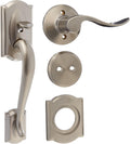 Schlage F93 CAM 619 Acc Camelot Dummy Style Handle Set with Accent Interior Right Hand Lever, Satin