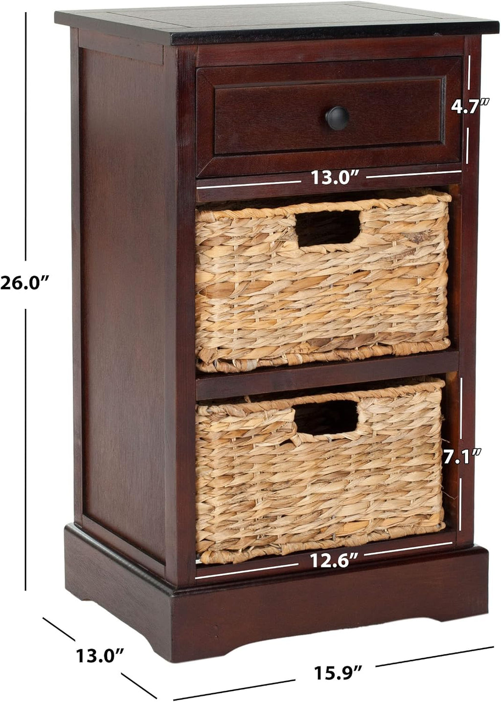 SAFAVIEH Furniture - Carrie 3-Shelf Side Table - Dark Cherry - Solid Wood - Farmhouse Tiered Design - Ideal for Living Room, Entryway, Home Office, 16'W x 13'D x 26'H - Fully Assembled (AMH5700D)