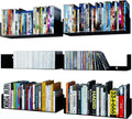 Wallniture Bali Black U Shape Floating Shelves for Wall, CD DVD Storage Shelves and Metal Bookshelf Set of 6