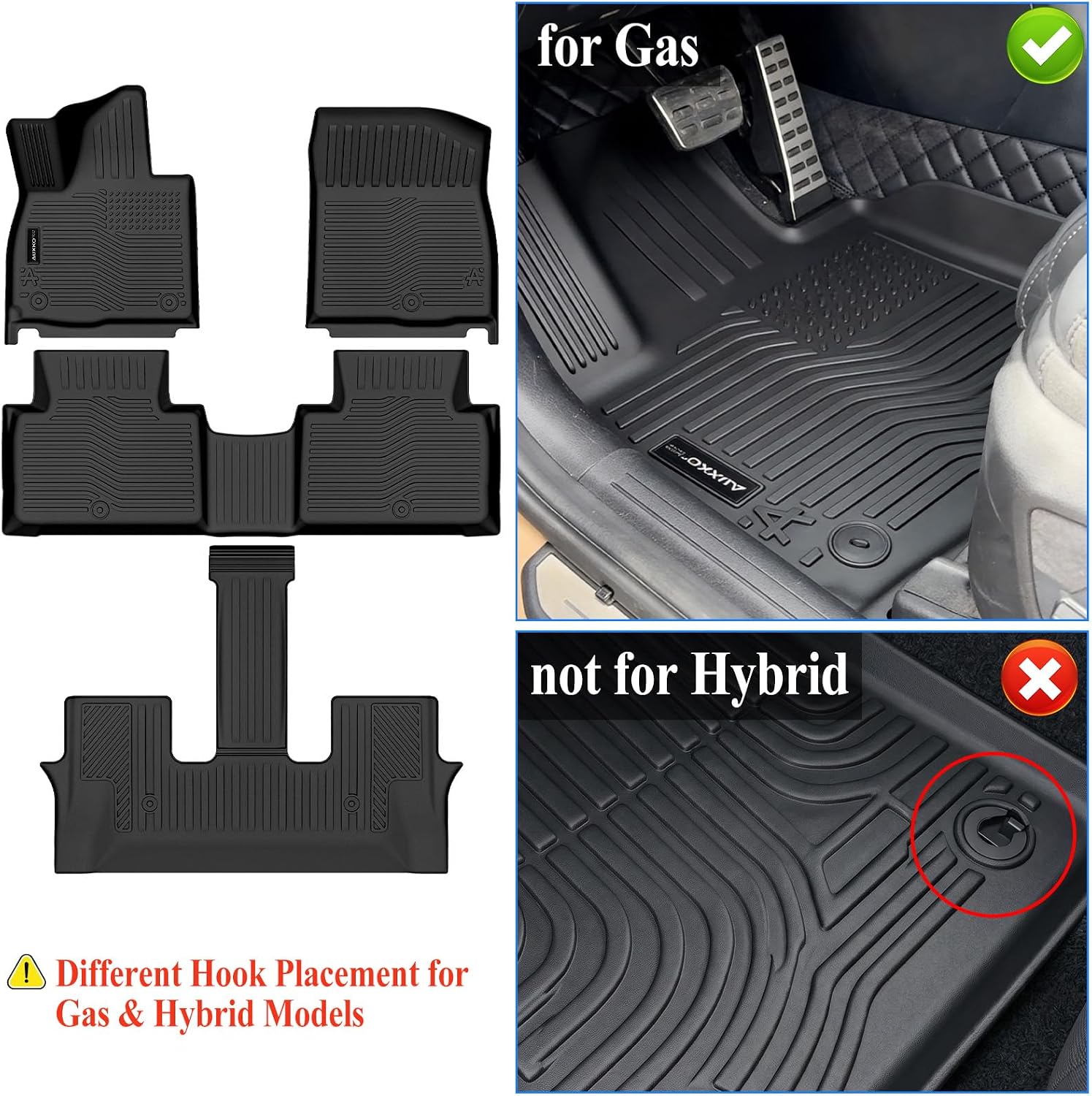 Auxko All Weather Floor Mats Fit for Kia Telluride 2027 7&8 Seater (Gasoline Not for Hybrid) TPE Rubber Liners Set All Season Guard Odorless Anti-Slip Floor Mats