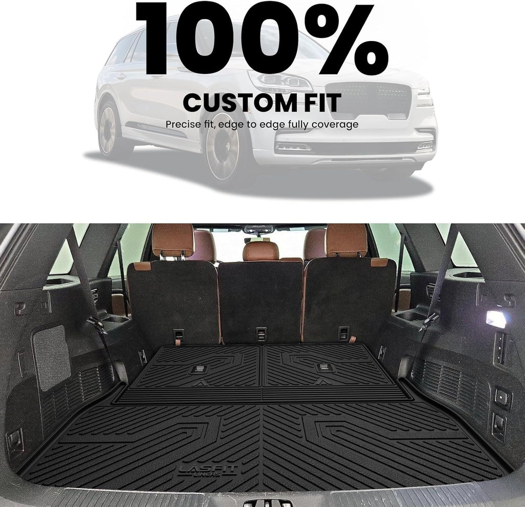 LASFIT Cargo Mat & Backrest Mats for Lincoln Aviator 2026 2025 2024 2023 2022 2021 2020, All Weather TPE Custom Fit Cargo Liner for Aviator Trunk Mat 2020-2026, Black, Easy to Clean