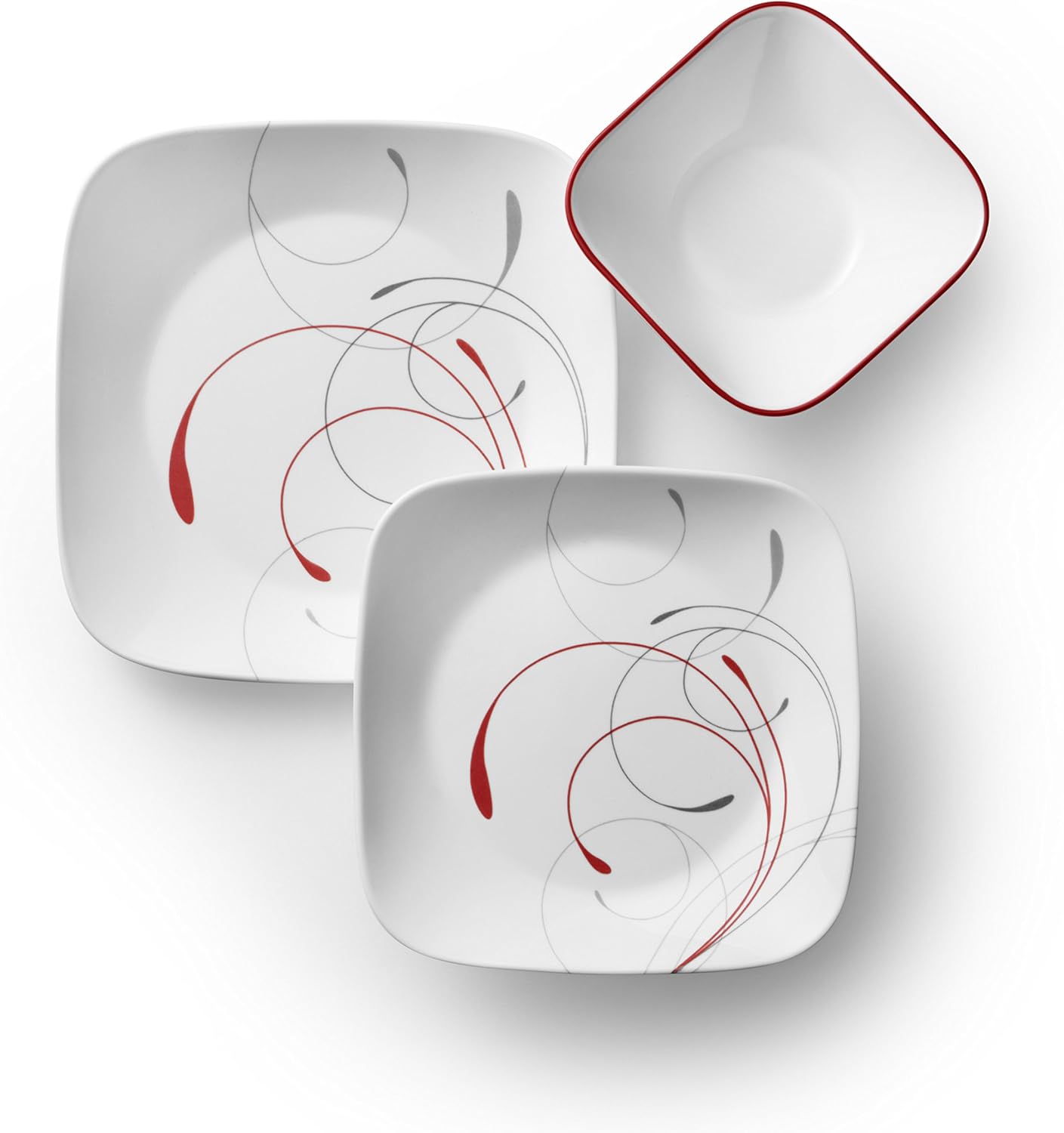 Corelle Vitrelle 18-Piece Service for 6 Dinnerware Set, Triple Layer Glass and Chip Resistant & Vitrelle 1-Qt Serving Bowl 2-Pack, Large Serving Bowl, White