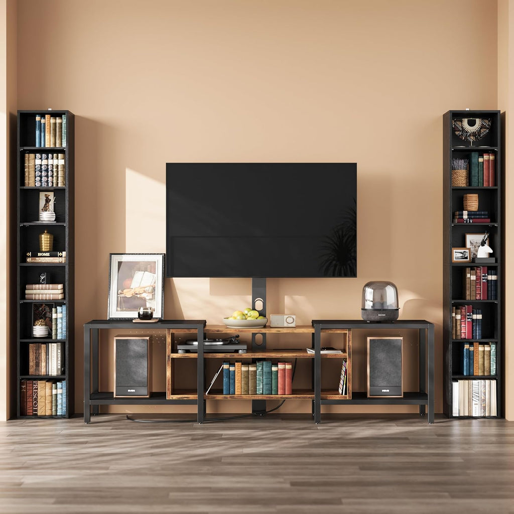 IRONCK Tall Narrow Bookshelf 8 Tiers 71in Set of 2, Compact Corner Bookcase, Easy to Match for Living Room, Office, Study, Bedroom