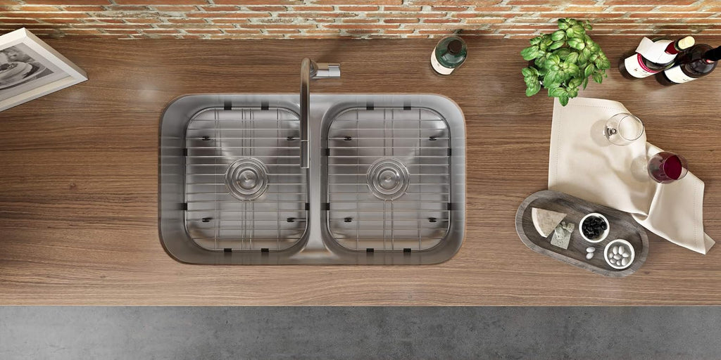 Ruvati 32-inch Undermount Kitchen Sink – 50/50 Double Bowl Kitchen Sinks, 16 Gauge T-304 Stainless Steel Kitchen sink with Brushed Finish hides scratches – RVM4350