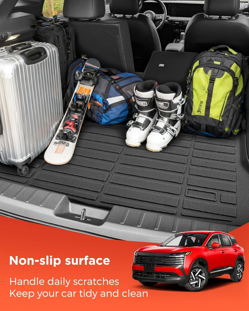Car Floor Mats for Nissan Kicks 2025 2026 4PCS Set, Only Raised Fixed Floor | All Weather Full Coverage Floor Liners Heavy Duty Waterproof Long-Lasting Kicks Accessories TPE Rubber Automotive Carpet