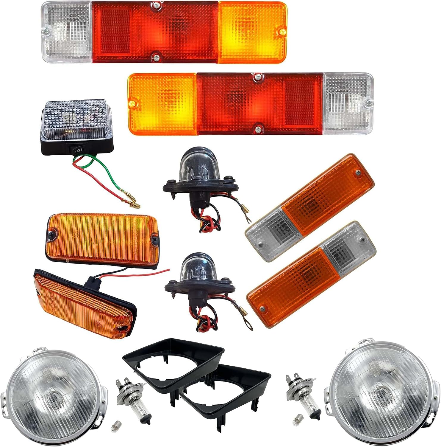 Suzuki Samurai Tail Light 1986-1995 Complete Set Headlight Real Light/Indicator Light/Clear Lamp/Side Marker Light/License Plate Light 12V Bulbs Sz2800101|35604-80022