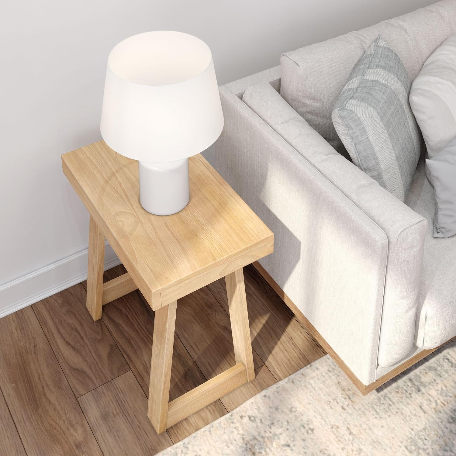 Plank+Beam Classic Rectangular Side Table, 25', Slim Side Table for Living Room, Narrow Nightstand for Small Spaces, Wood End Table for Bedroom, Blonde Wirebrush