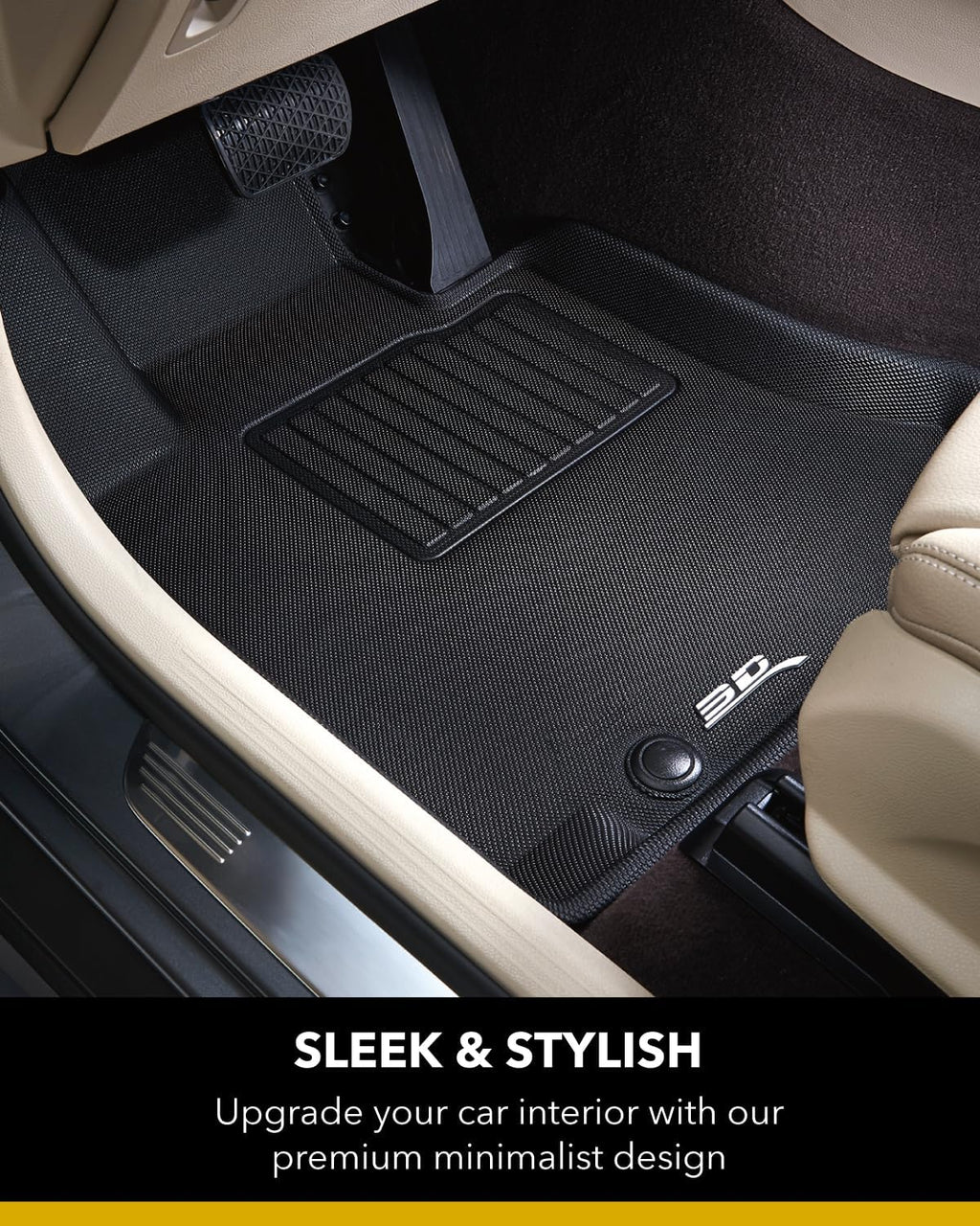 3D MAXpider Custom Fit Kagu Floor Mat (Black) Compatible with Dodge Durango / Jeep Grand Cherokee 2013-2026 (2 Posts on Front Passenger's Floor) - Front Row