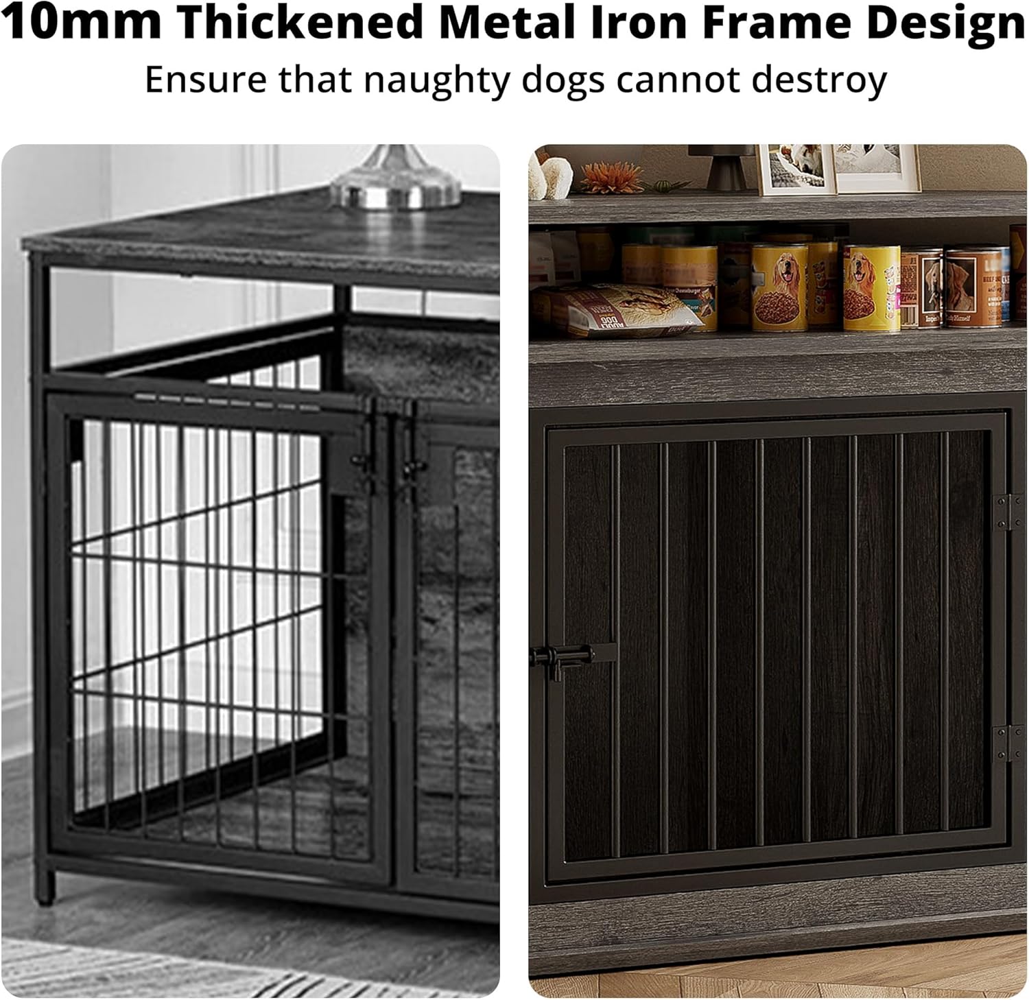 IRONCK Corner Dog Crate Furniture with 2-Tier Shelves – Wooden Pet Kennel for Large Dogs, Space-Saving TV Stand, Rustic Brown (26.7' L x 51.2' W x 33.5' H)
