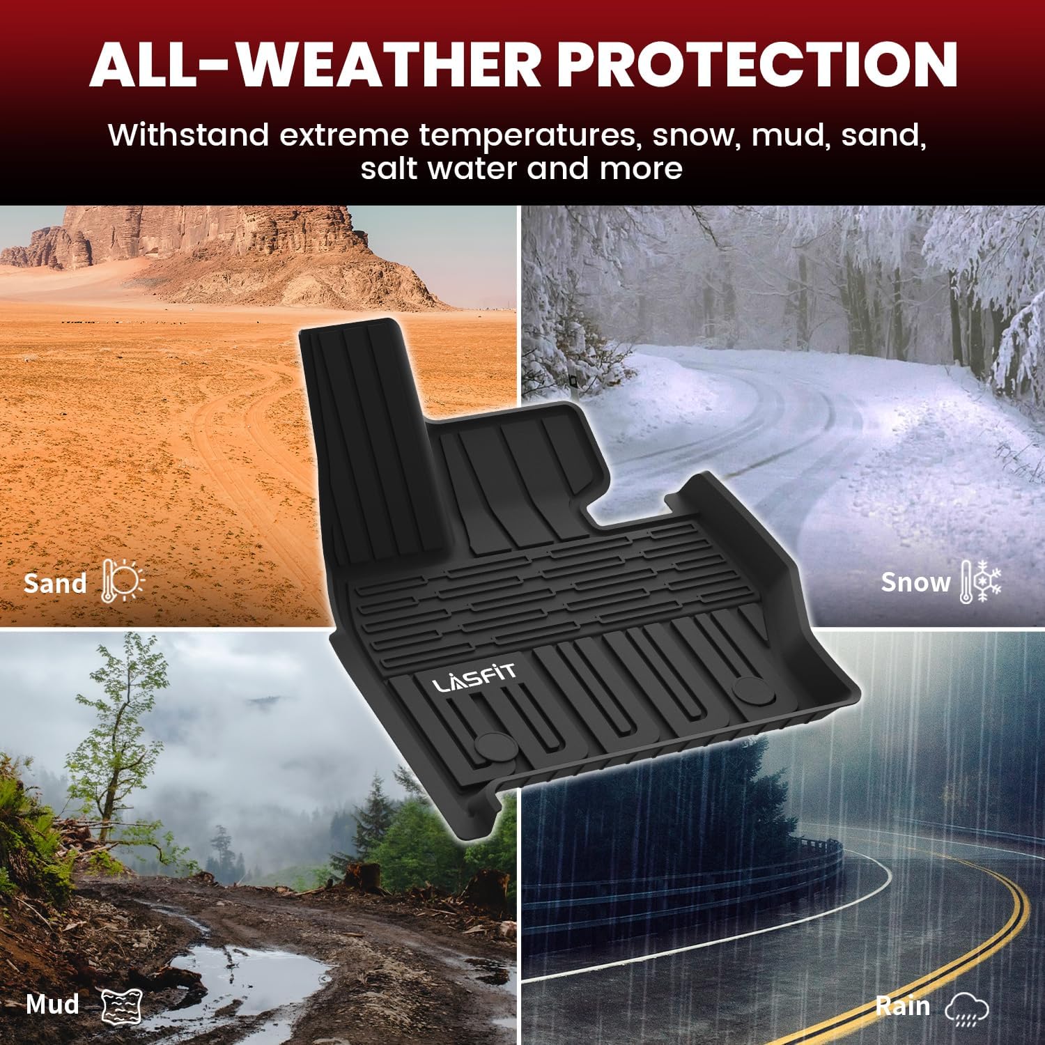 LASFIT Floor Mats & Cargo Mat for Land Rover Range Rover Sport 2023-2026, TPE All Weather Protection 1st & 2nd Row Floor Liners for Range Rover Sport Accessories, Black, Easy to Clean