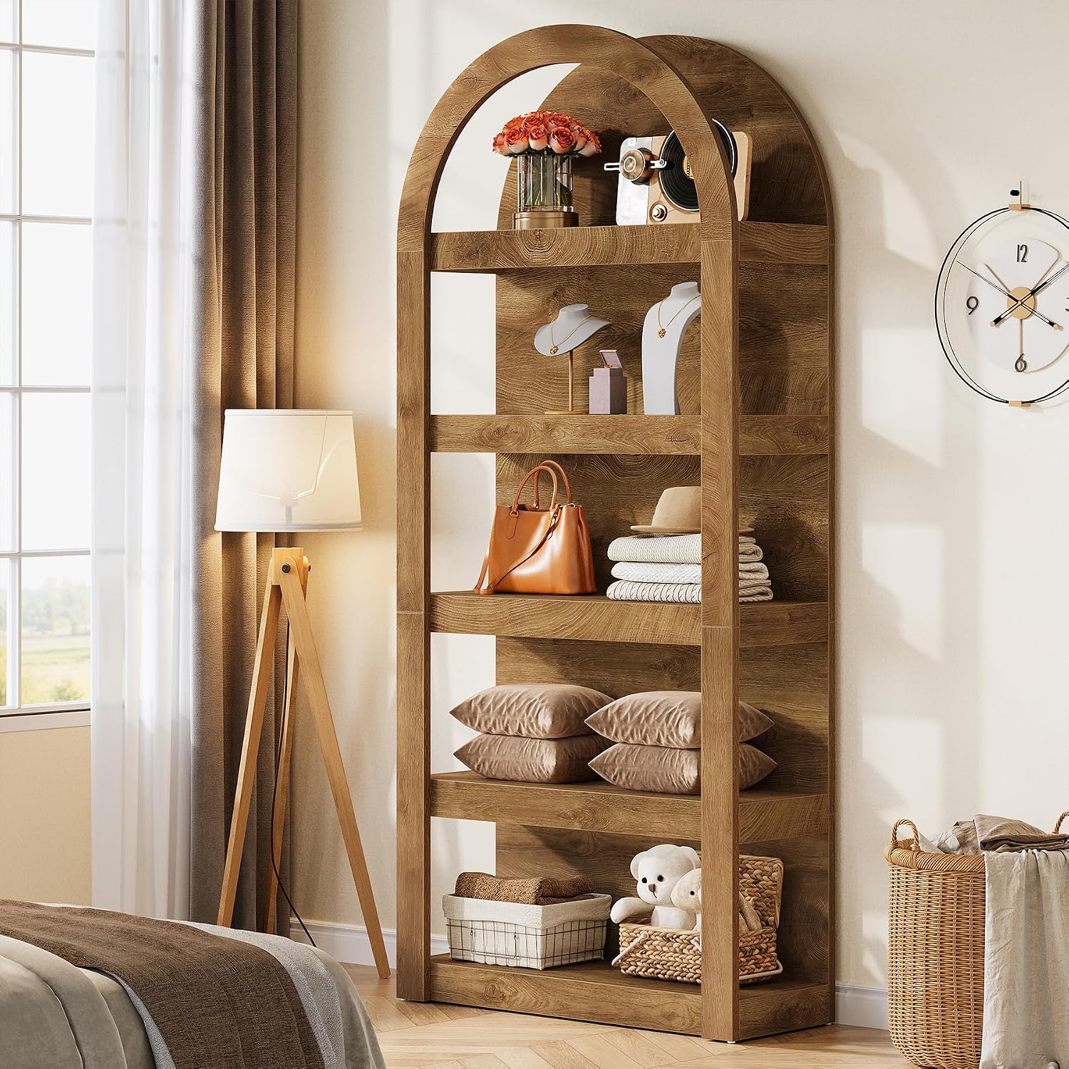 Tribesigns 5-Tier Arched Bookshelf, 71' Tall Farmhouse Bookcase Arch-Shaped Racks (2)