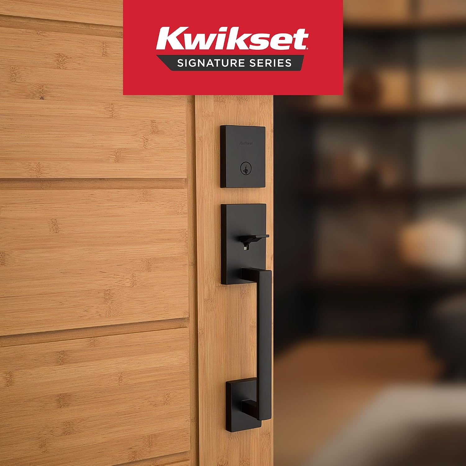 Kwikset San Clemente Front Door Lock Handle and Deadbolt Set, Entry Handleset with Non-Functioning Front Door Lock Handleset, Inactive Deadbolt, Matte Black, Bundle Pack