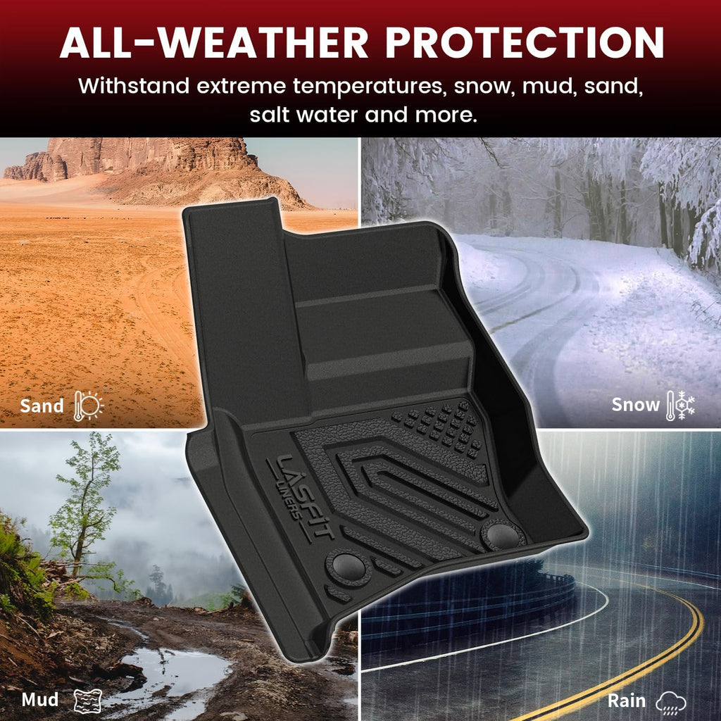 LASFIT Floor Mats & Trunk Mat for Land Rover Defender 110 2020-2026, TPE All Weather Custom Fit Floor Liner for Defender 110 7-Seater Full Set Car Mats and Cargo Liner, Black