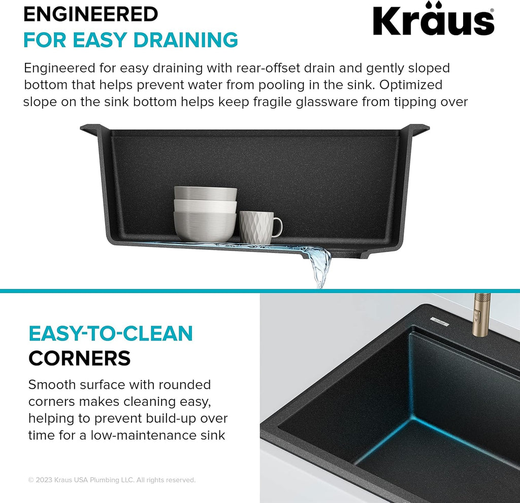 KRAUS Bellucci 25-inch Granite Workstation Drop In Top Mount Single Bowl Kitchen Sink in Metallic Black with Accessories, KGTW12-25MBL