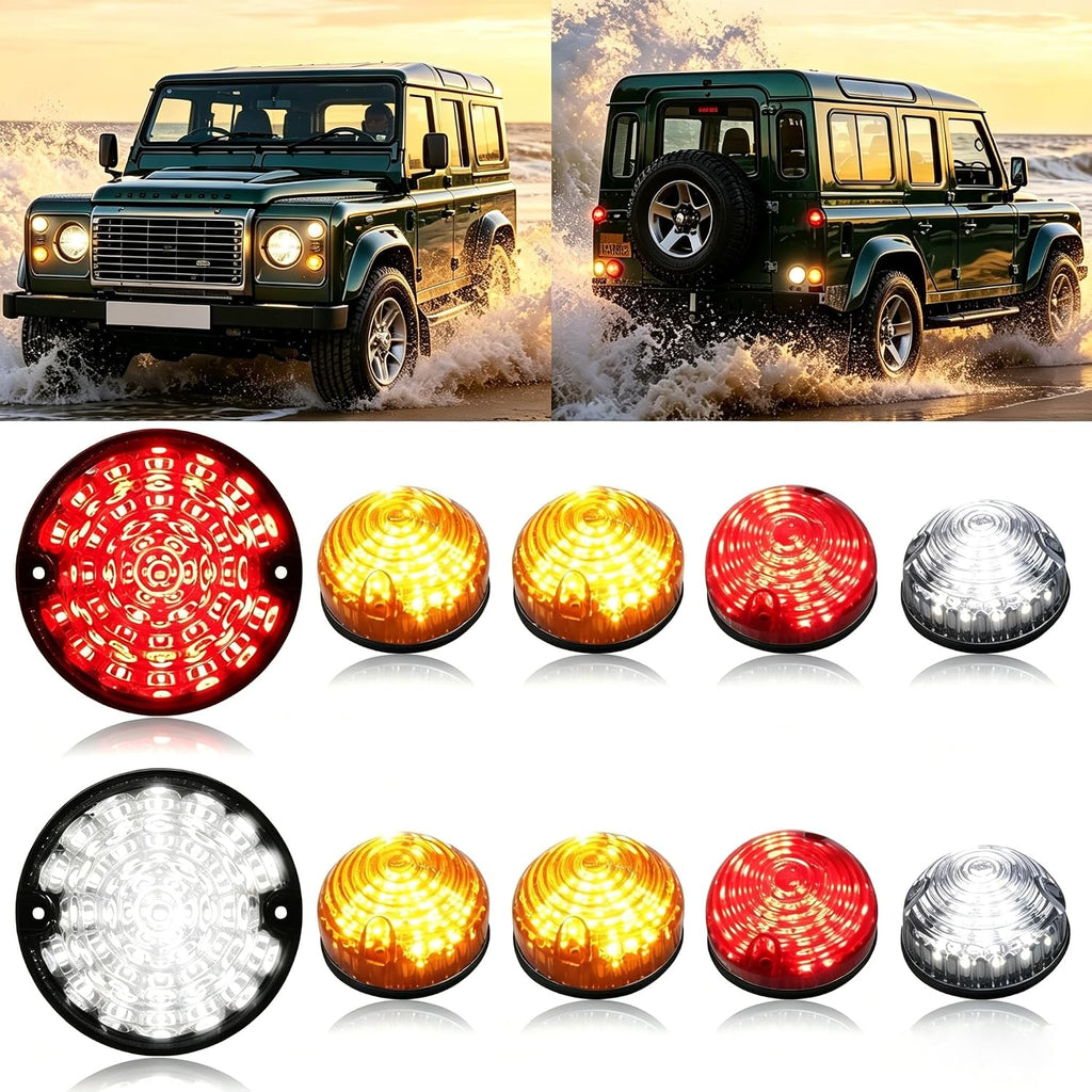LED Upgraded Light Tail Light Kits, 10Pcs Led Indicator Light Compatible with Land Rover Defender 1990-2016 (Colored)